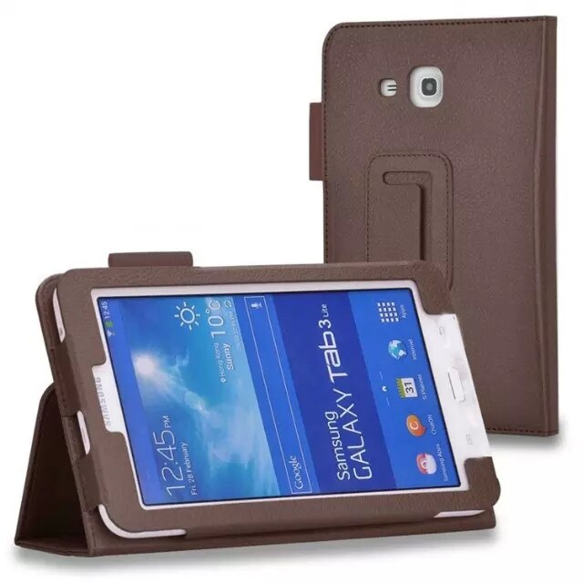 Funda de piel sintética para Samsung Galaxy Tab E Lite, protector de piel sintética con soporte de SM-T113 para Samsung Galaxy Tab 3 lite 7,0 SM-T116 SM-T110 7,0: brown