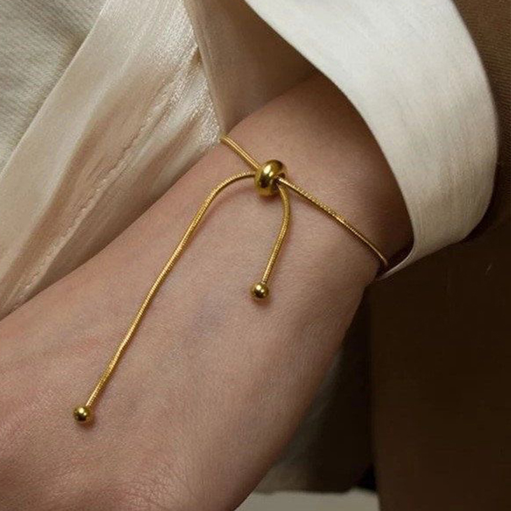 Bracelet coréen réglable en acier inoxydable pour femmes et filles, de , couleur or, chaîne serpent, bijoux,
