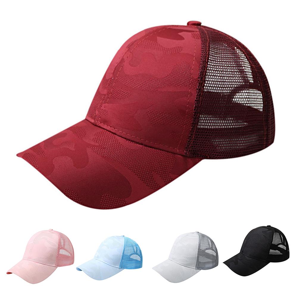 Sommer ensfarvet hestehale baseball cap justerbar anti uv mesh spids hat kvinder mænd snapback hætter klassisk afslappet stil hat