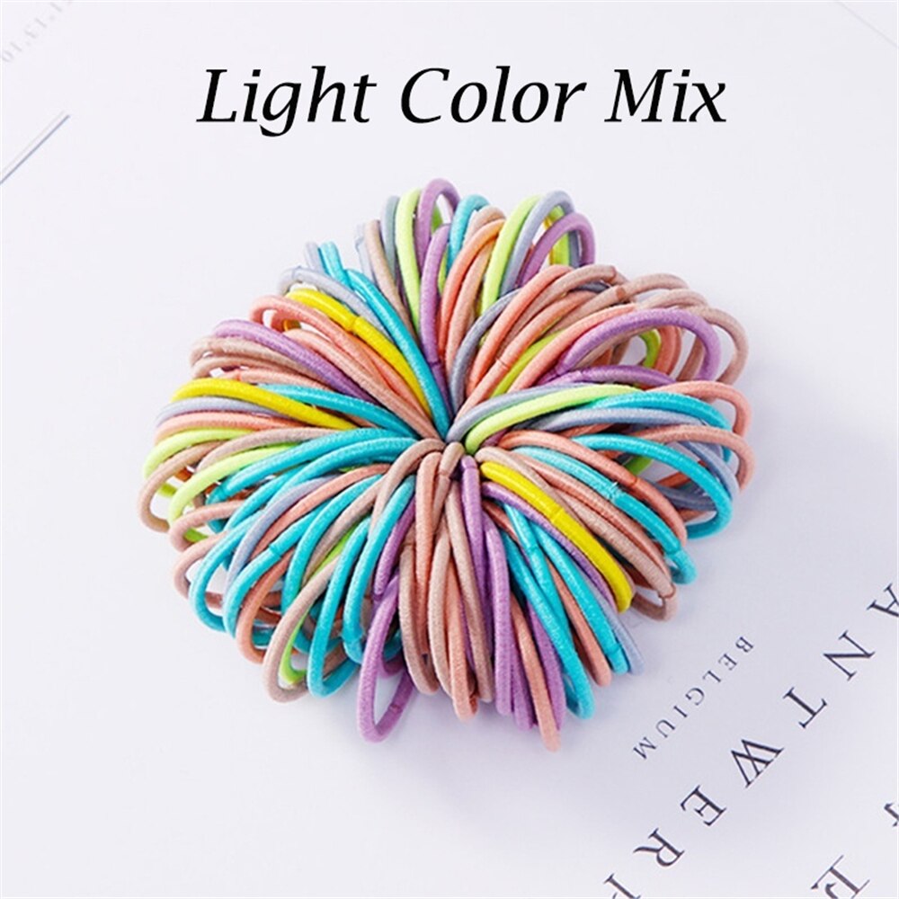 100 stks/partij Meisjes Snoep Kleuren Nylon 3CM Elastiekjes Kinderen Veilig Elastische Haarbanden Paardenstaart Houder Kids Haar Accessoires