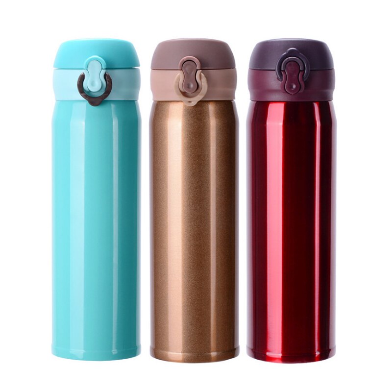 Termos portátiles de 500ml para botella de agua , frascos de vacío de acero inoxidable, tazas de café, té, hervidor turístico, taza térmica con tapas