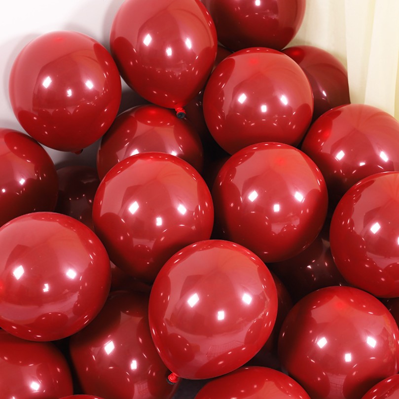 30 Pcs Dark Red Color Round Ballons 10 inch Double layer Thicken Wedding Engagement Anniversary Party Ballon