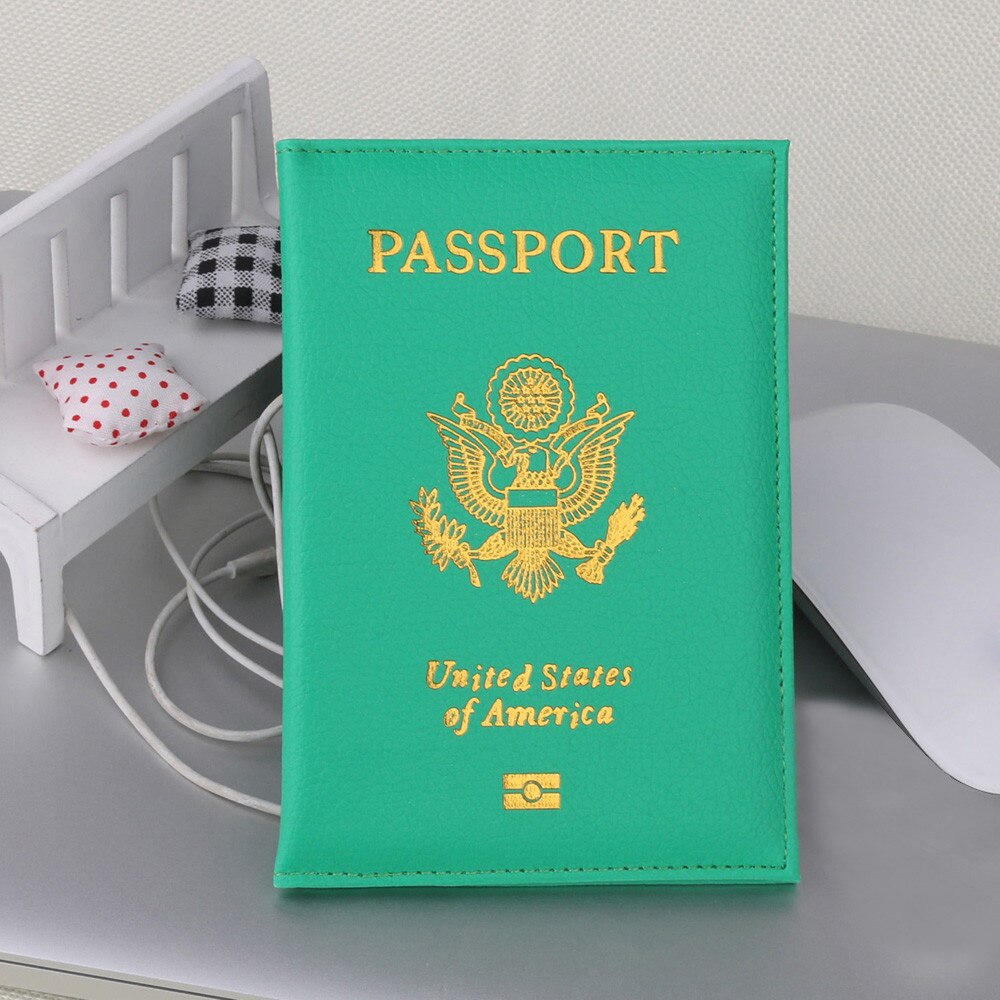 Travel Cute USA Passport Cover Women Pink USA Passport Holder American for Passports Girls Case Passport Wallet Pasaporte @: Green