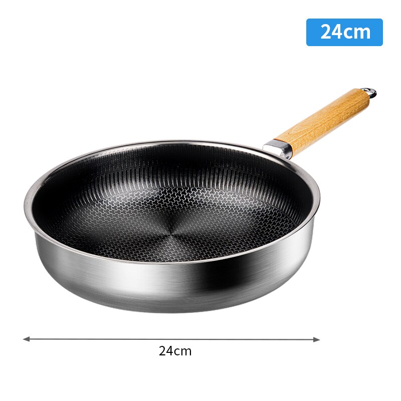 316 Stainless Steel Frying Pan Steel Skillet 3 Ply Cookware Deep Frying Pan Egg Cooking Pan Induction Cooker Gas Stove General: 24cm wok