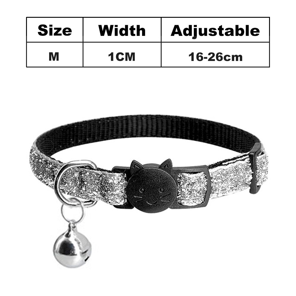Collar para gatos, productos para collares para perro y mascotas, Collar para Gato, arnés para cascabel para gatos, Correa brillante para gatito: White Cat Collar