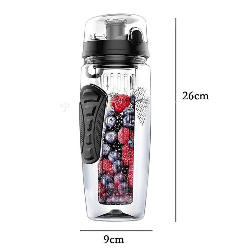 1000ml/32oz fruits infuseur bouteille d'eau en plastique sport Detox santé