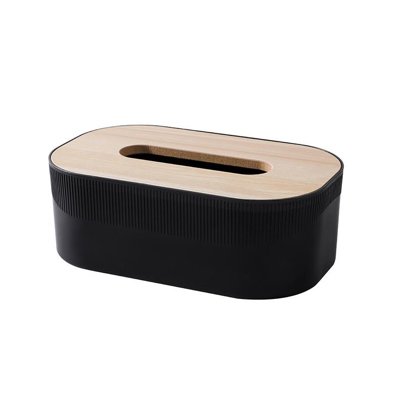 Plastik-Taschentuchbox mit Holzdeckel im Nordischen Schlichtheit-Stil Desktop-Serviettenbox für Wohnzimmer, Badezimmer und Toilette Quadratische Taschentuchbox: WEISS