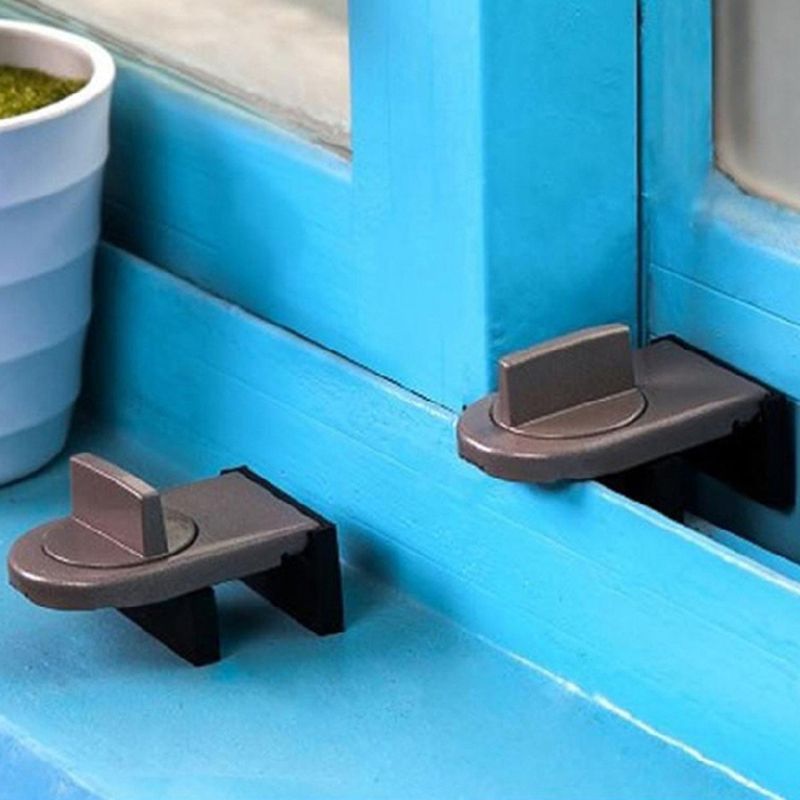 2Pcs Window Lock Sliding Sash Stopper Cabinet Position Limit Spacer Doors Security Anti-theft Lock Wedge With Rubber Cover