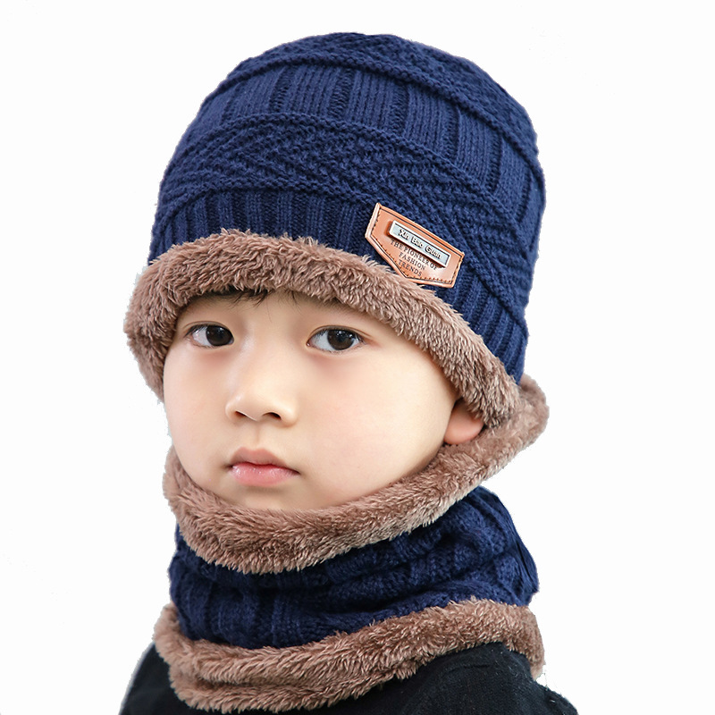 Cagoule pour le visage en cachemire, bonnets à double usage, écharpe pour garçon, fille, enfants, laine en tricot épais, en hiver