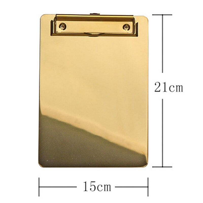 Gold Metal A5 B5 A4 Writing Sheet Pad Clipboard Menu Data File Storage Folder for Office File Memo Writing Pad