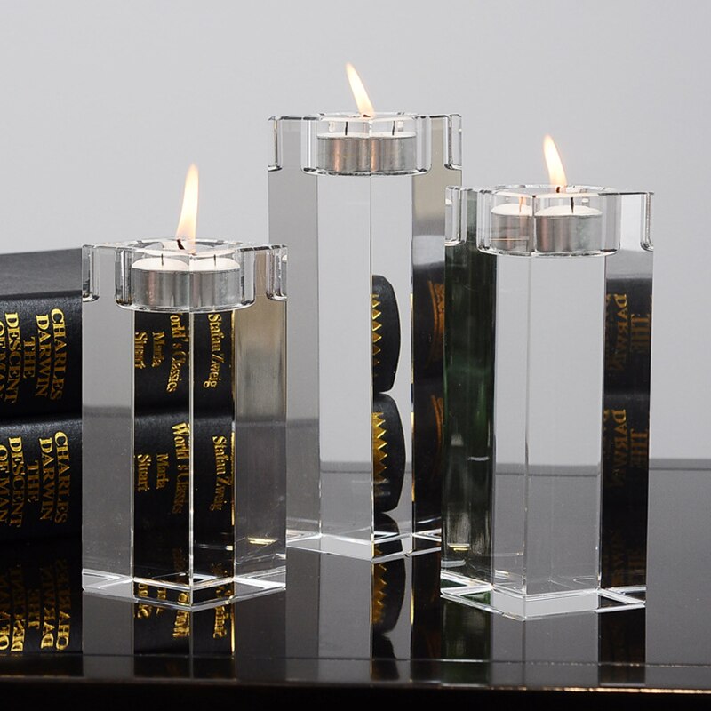 Ljushållare värmeljusstativ i klart glas kristall ljusstake dekor europeiska ornament  ti99