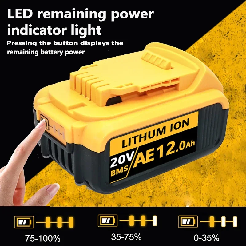 Para Dewalt original 20V 18V,12.0AH, DCB115, cargador de batería DCB118, carga rápida, batería de litio, batería de herramientas
