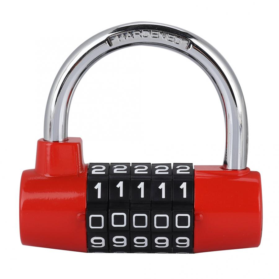 5 Digit Code Lock Padlock -shaped Suitcase Door Combination Lock smart door lock: Red