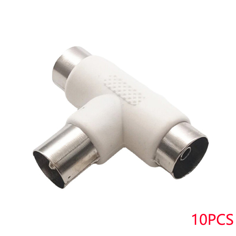 Cable divisor de TV enchufe en forma de T de tres vías TV una revolución dos adaptadores RF hembra adaptador de conector de línea de señal: YELLOW