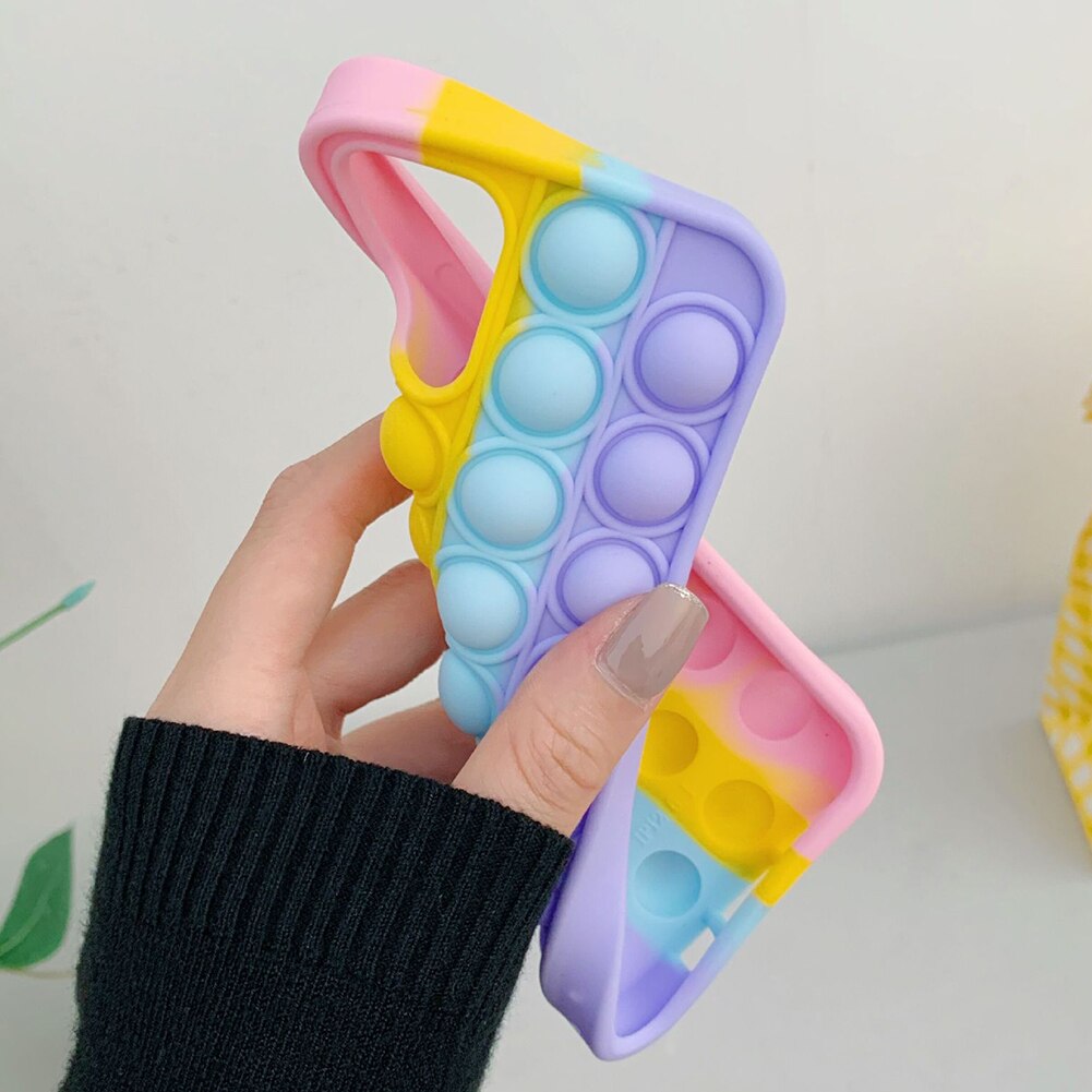 Push Bubble Toy Phone Case Silicone Relieve Stress Pop Fidget Toys Phone Case For iPhone 11/11 Pro/11Pro MAX/12Pro MAX