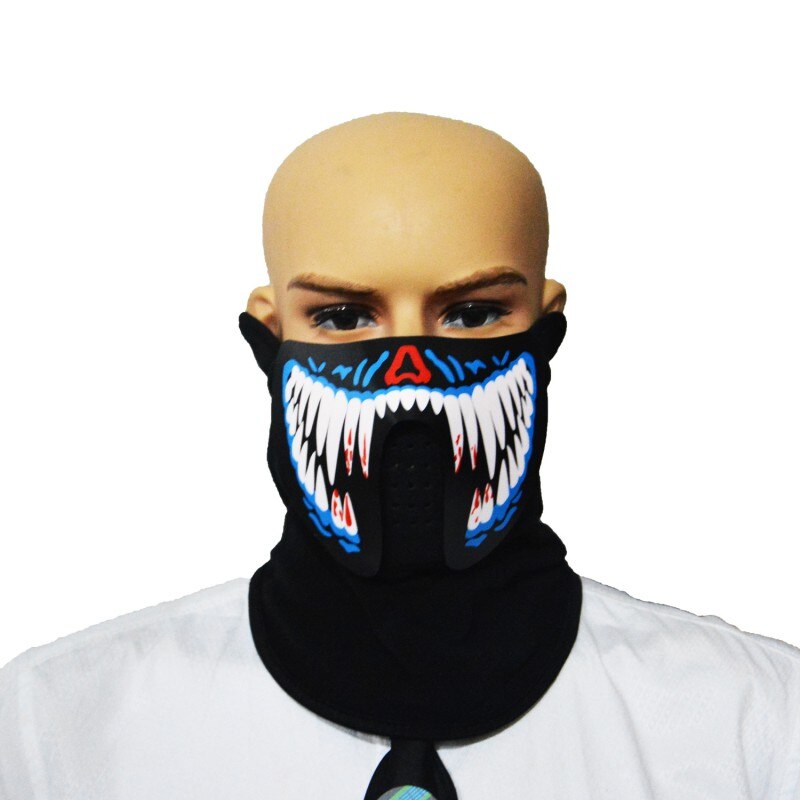 LED Big Terror Masks Voice-activated Music Mask Clothing Cold Light Helmet Fire Festival Party Glowing Dance Steady: A2
