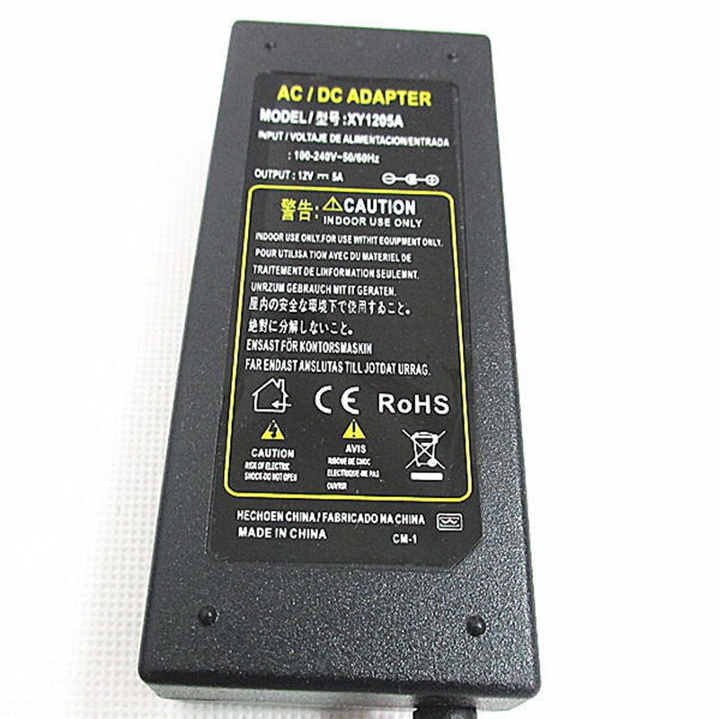 Hele DC 12 V 5A 60 w voor ws2811 5050 3014 3528 2835 6830 5630 led strip stroomvoorziening adapter plug AC 110-240 V