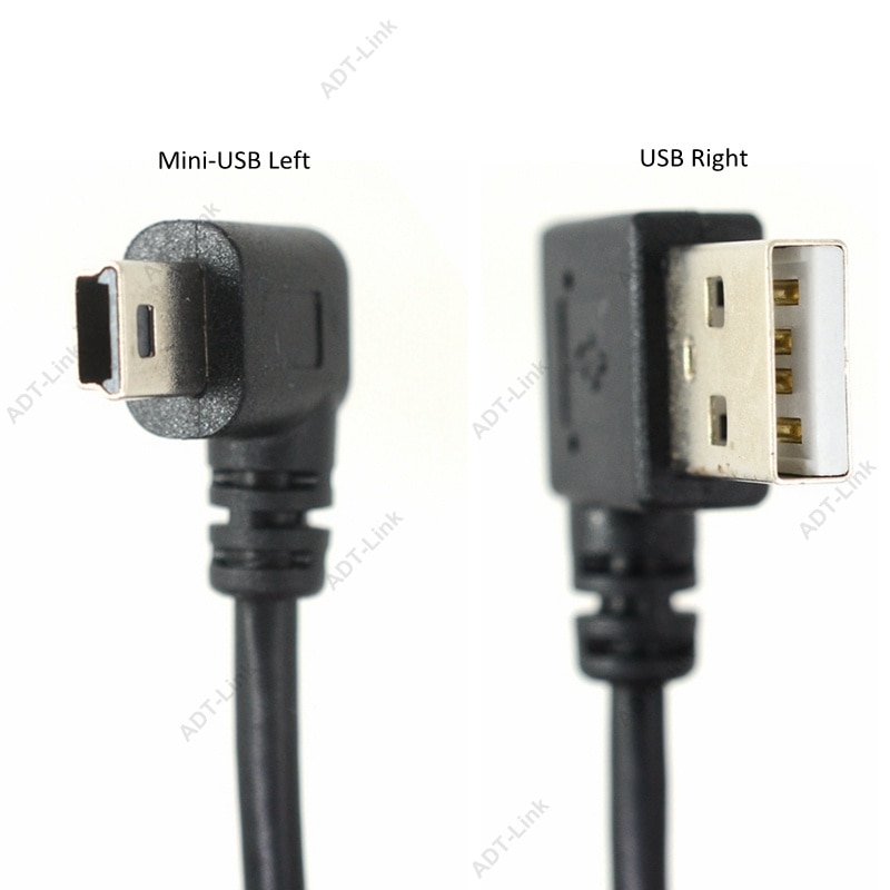 mini kabel robić transmisji danych USB 10 cali 90 stopni USB kątowy niklowany krótki USB 2.0-A-mężczyzna-4Szpilka robić kąta prostego mini-B-5Szpilka 25cm