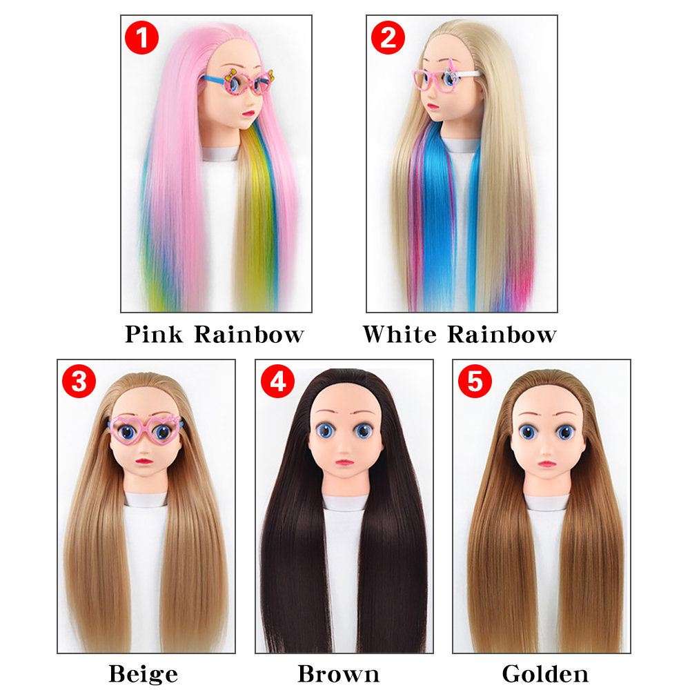 training head High Temperature Firber Colorful Hair Doll Heads Nice Dummy Hairdresser Mannequin Head Training Head