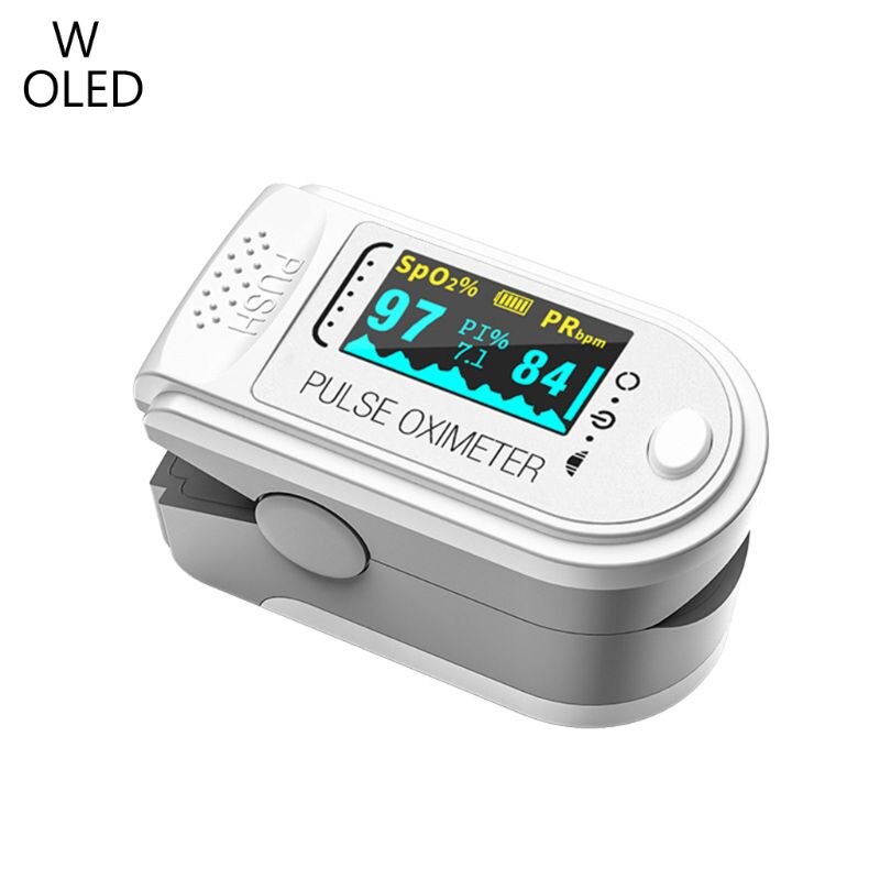 Fingertip Pulse Oximeters Blood Pressure Heart Rate SPO2 Monitor OLED Finger Oximeter: white OLED