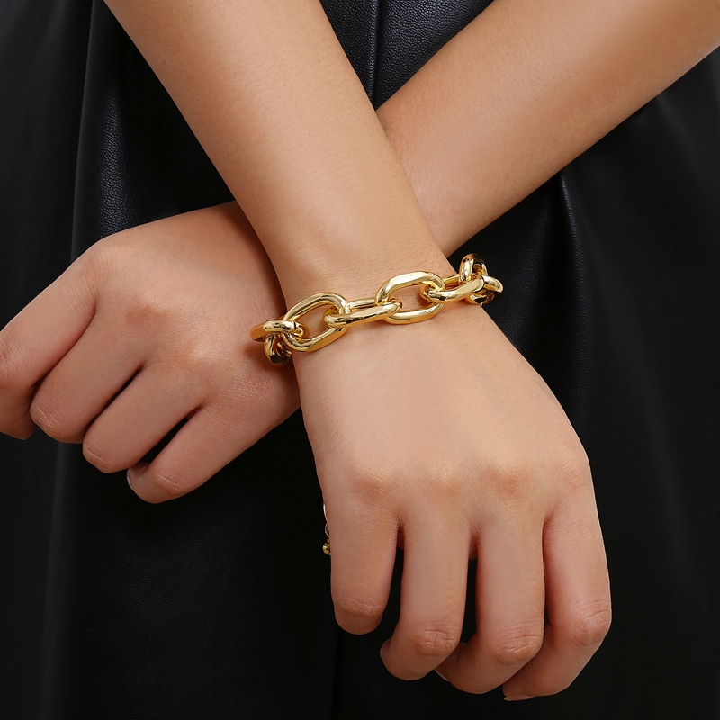 Heavy Metal Texture Punk Gold Bracelet Exaggerated Chain 4 Bracelet Simple Twisted Chain Bracelets Jewelry