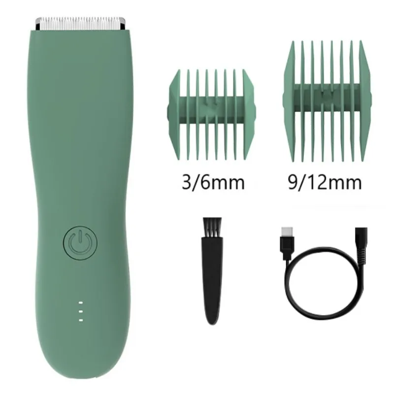 Body Hair Trimmer Shaver For Men Ball Trimmer For Groin Pubic Replaceable Ceramic Blade Groomer Electric Razor Waterproof Clippe: green
