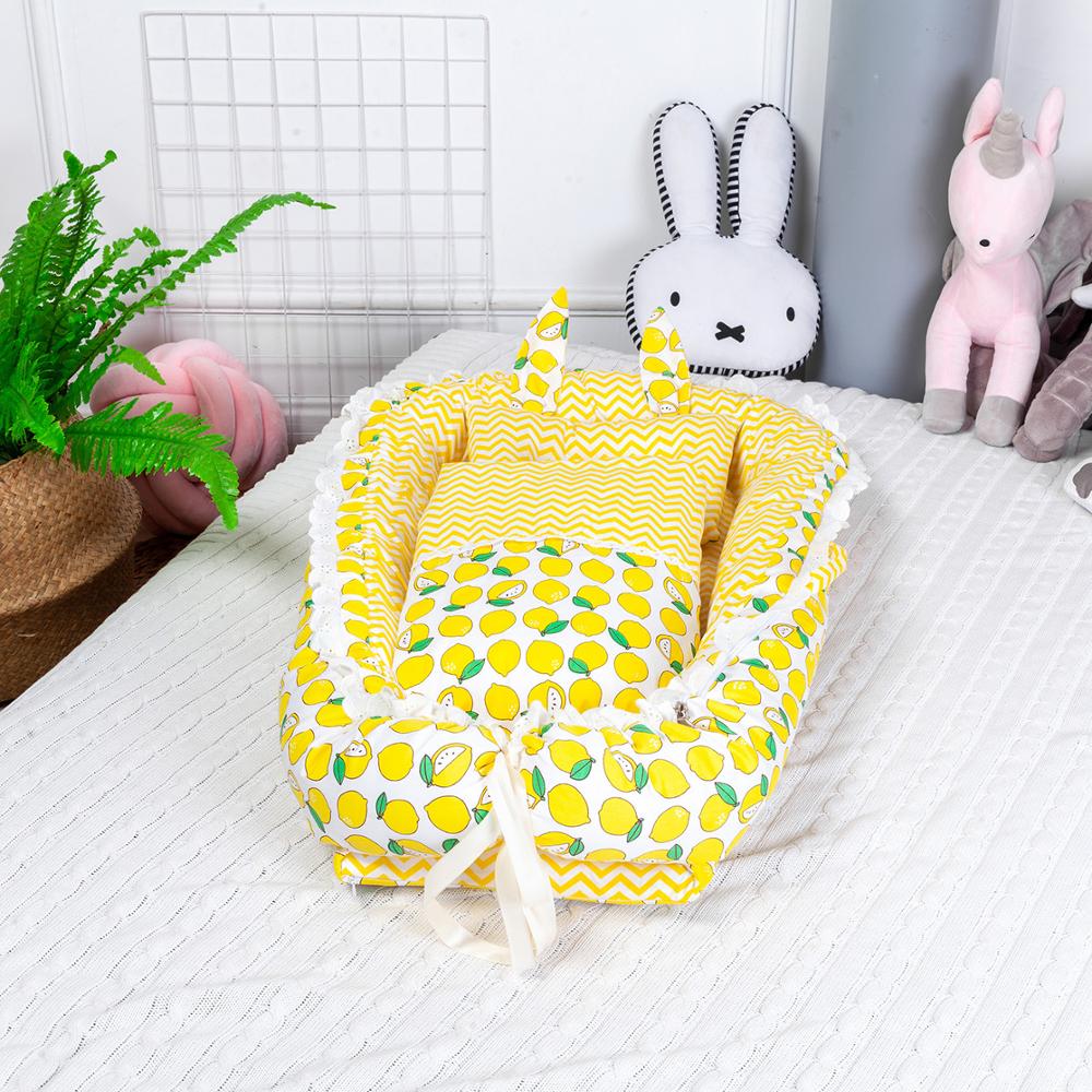 90*55cm Tragbare Baby Nest Bett Mit Kissen Kissen für Jungen Mädchen Reise Bett Infant Baumwolle Wiege Krippe neugeborenen Stubenwagen Bett