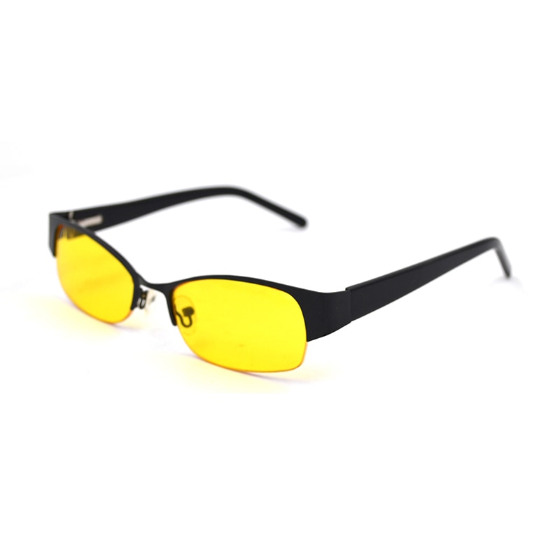 Men Semi Rimless Yellow Lens Night Vision Glasses Women High Definition Rectangle Driving Eyeglasses Spectacles D5