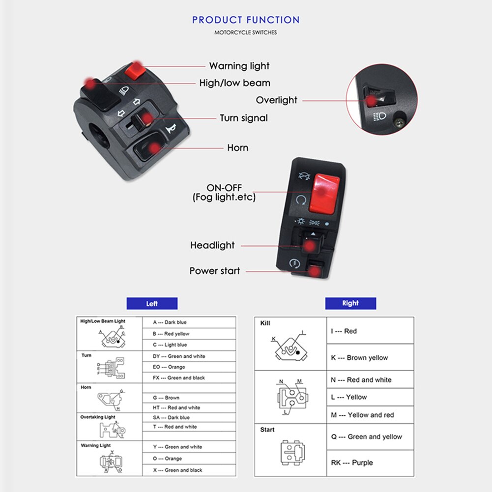Accessoires Motor Schakelaars Functie Links Rechts Elektrische Start Flameout