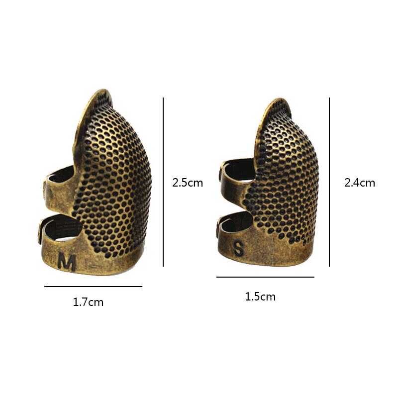 Household retro sewing thimble device sewing finger protection cover handmade needle thimble craft DIY sewing tool accessories: bronze-S and M
