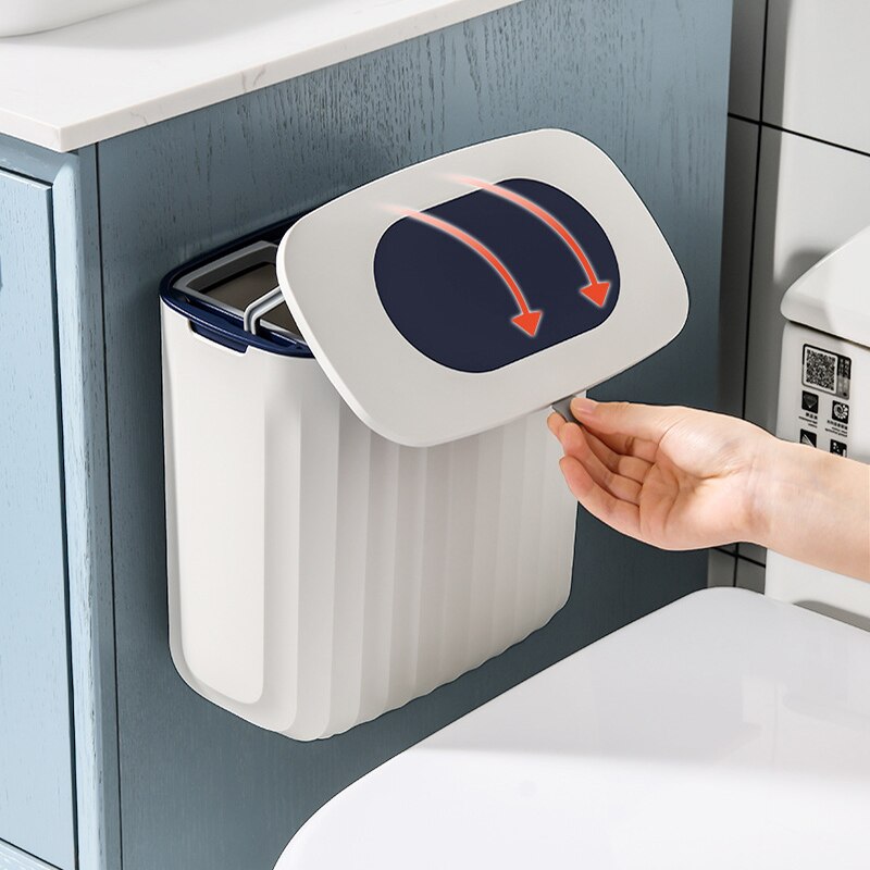 Cubo de basura colgante para puerta de armario de cocina, cesta de basura de reciclaje de cocina de gran capacidad, montada en la pared, rápida, ordenada