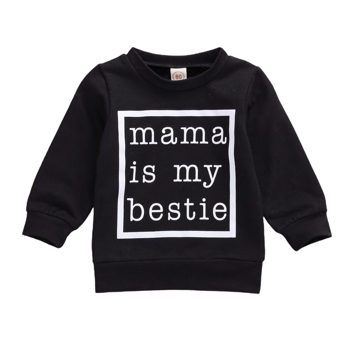 Mama is my bestie 0-24m baby baby girl boy sweatshirt toppe letter print langærmet sort / hvid top efterår bomuldstøj: B / 6m