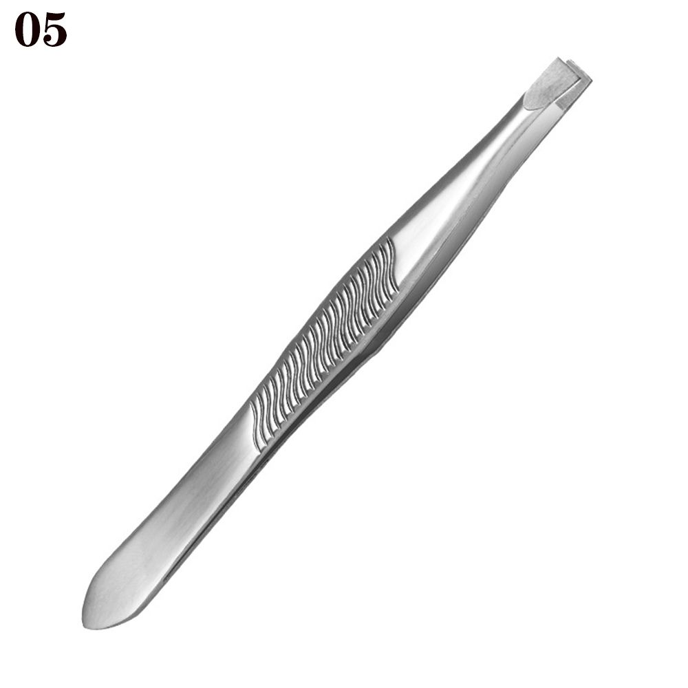 Polished Slant/Tip/Flat Multipurpose Ingrown Hair Removal Eyebrow Tweezers Beards Tool Plucking Eyebrows: black