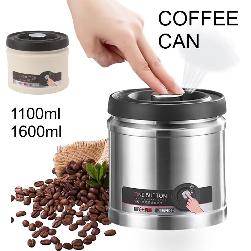 1100/1600 ml Koffieboon Vacuüm Verzegelde Tank Roestvrij Staal Vacuüm Opbergdoos Druk Type Koffiebonen Thee Verzegelde Kan keuken Gebruik