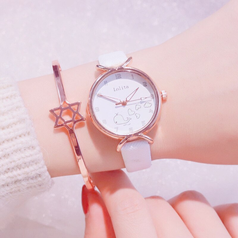 Montre lumineuse pour enfants de marque ulzzang, montres pour filles, montres pour enfants, horloge à quartz en cuir, dessin animé mignon pour étudiants