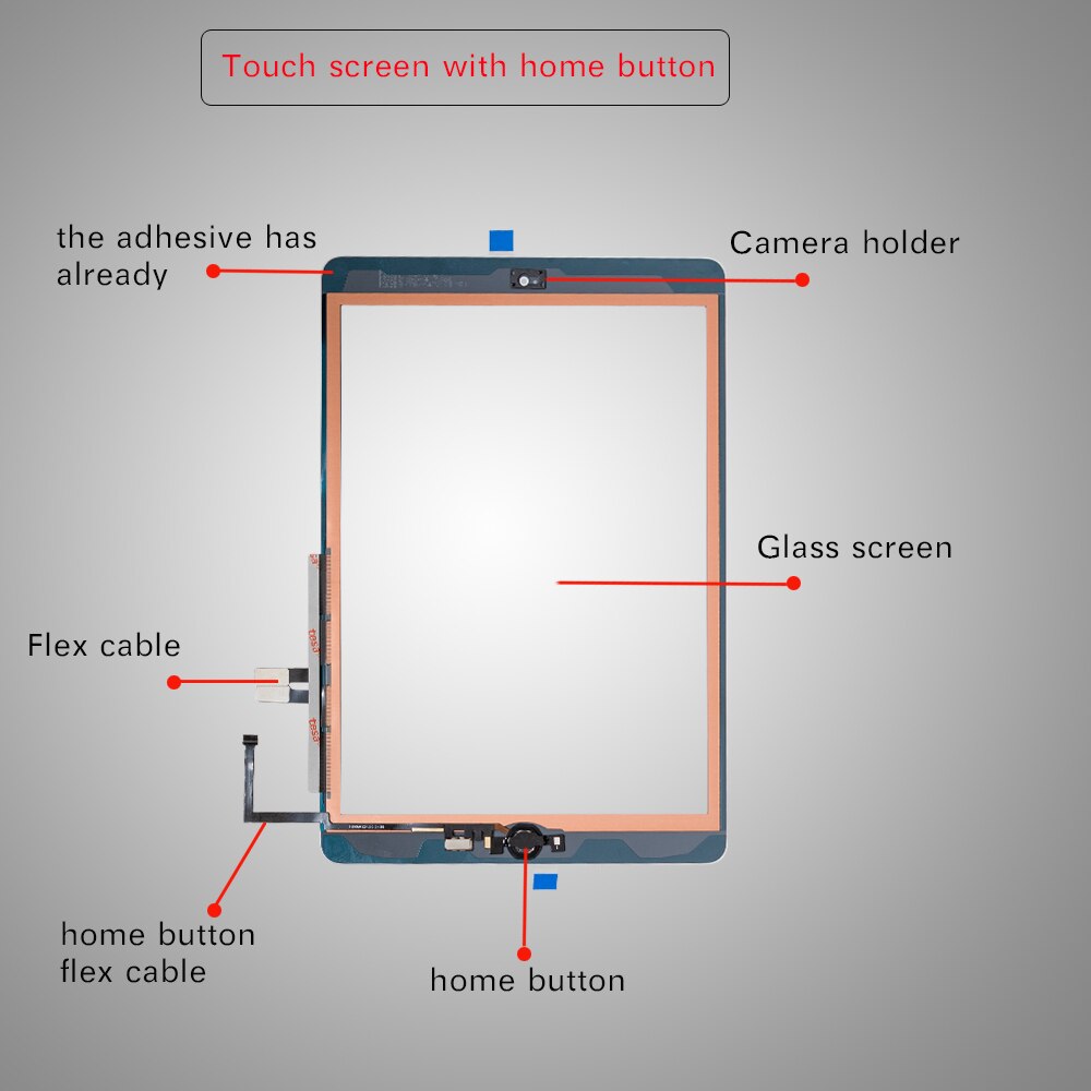 For iPad 9.7 Version) 6 6th Gen A1893 A1954 Touch Screen Digitizer Glass With Home Button +Tools+Tempered Glass