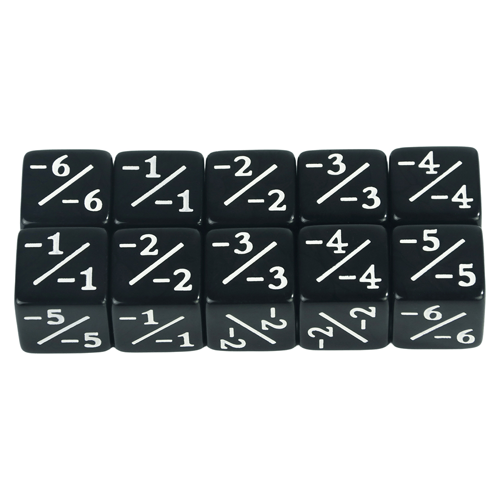 Dados D6 compatibles con accesorios de juego de cartas, dados de fichas, contadores de dados, 10 piezas: Negro