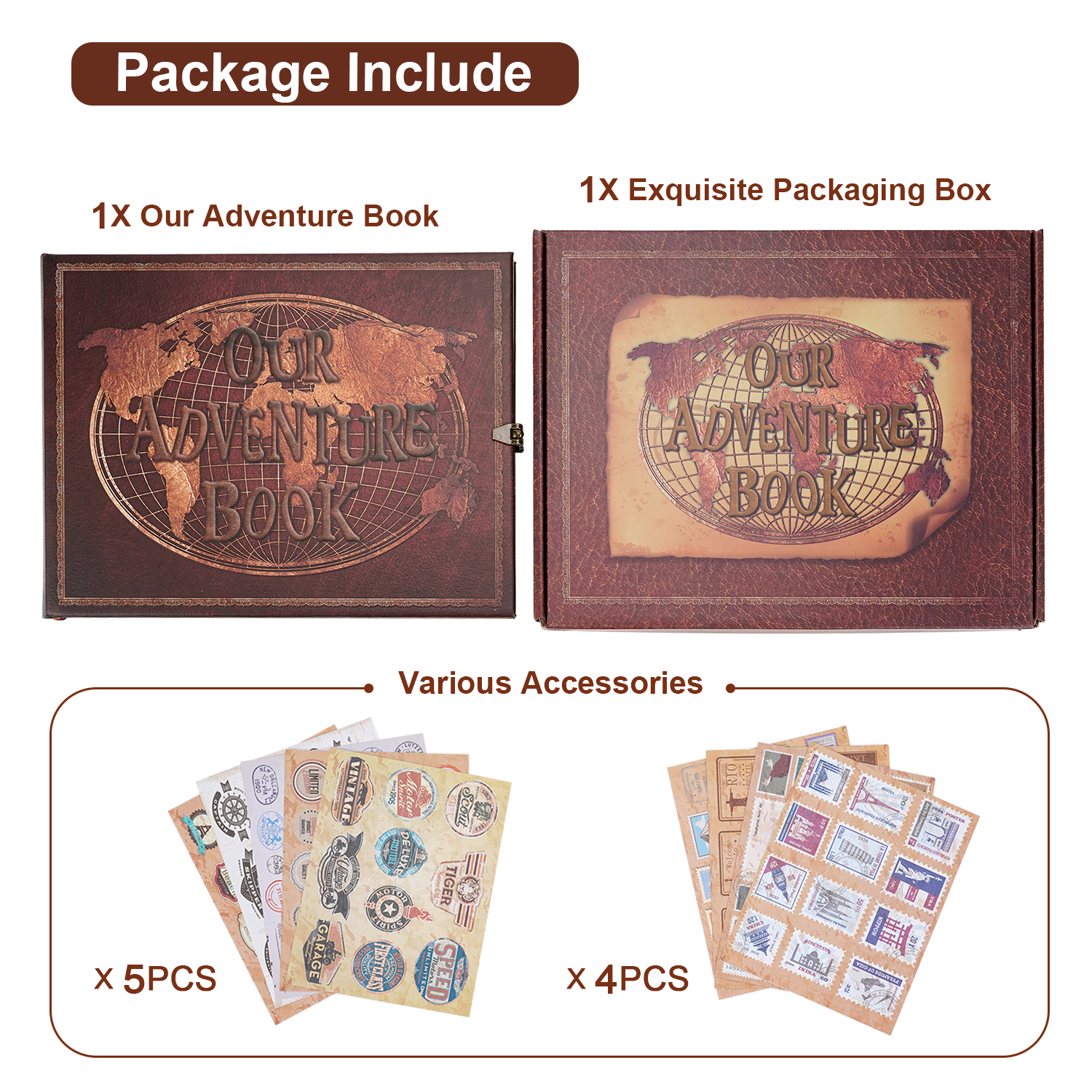 Álbum de fotos de viaje para manualidades, libro de aventuras de cuero, Retro, , aniversario, libro de invitados de boda, de memoria, 180 páginas