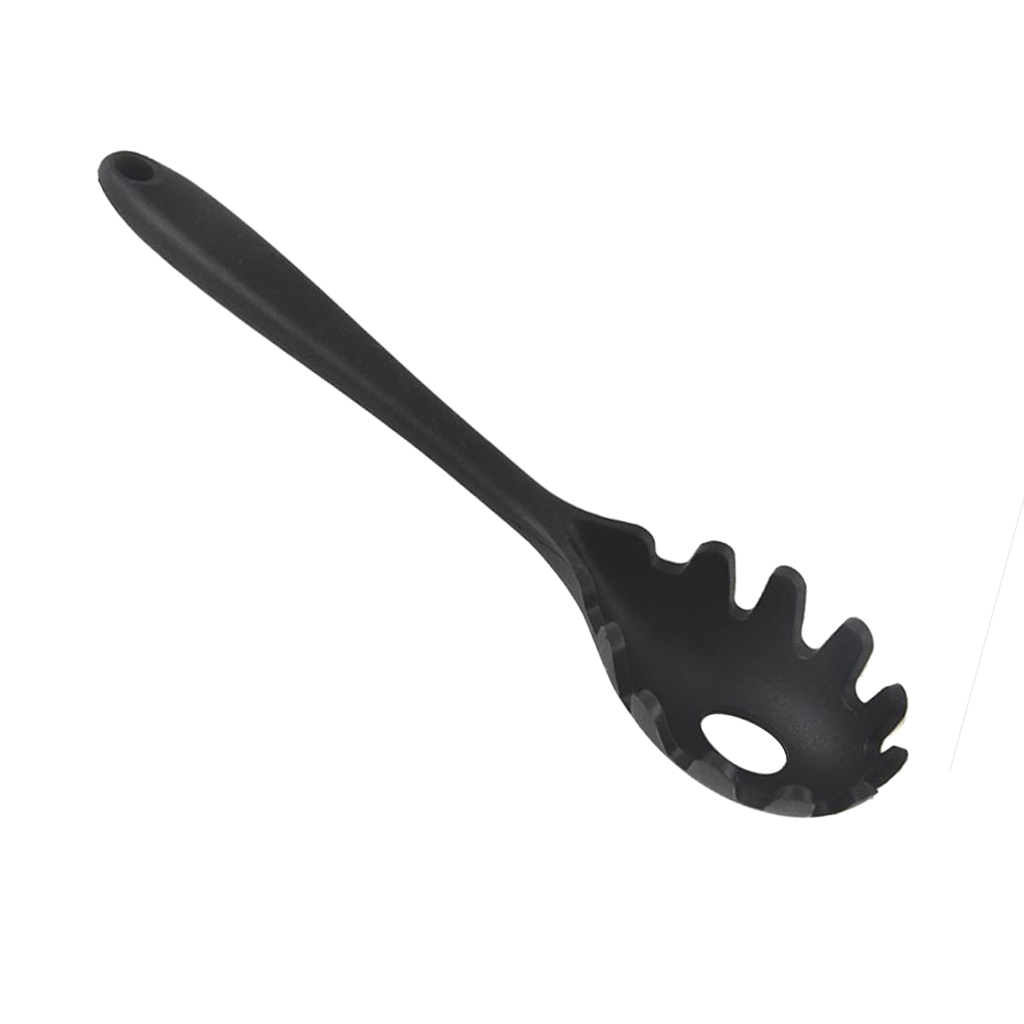 Silikon Pasta Spaghetti Server Löffel Gabel Nudeln Gabel Küche Utensilien Werkzeug Gerät-Wärme-Beständig, Rostfrei BPA FREI: Schwarz