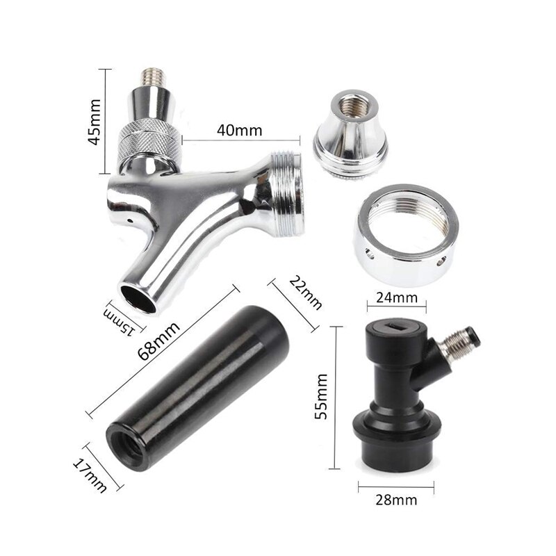 Beer Tap Faucet With Ball Lock Home Brewing Stainless Steel Stem Draft Beer Keg Faucet With Ball Lock Disconnect Chromed Body Fo