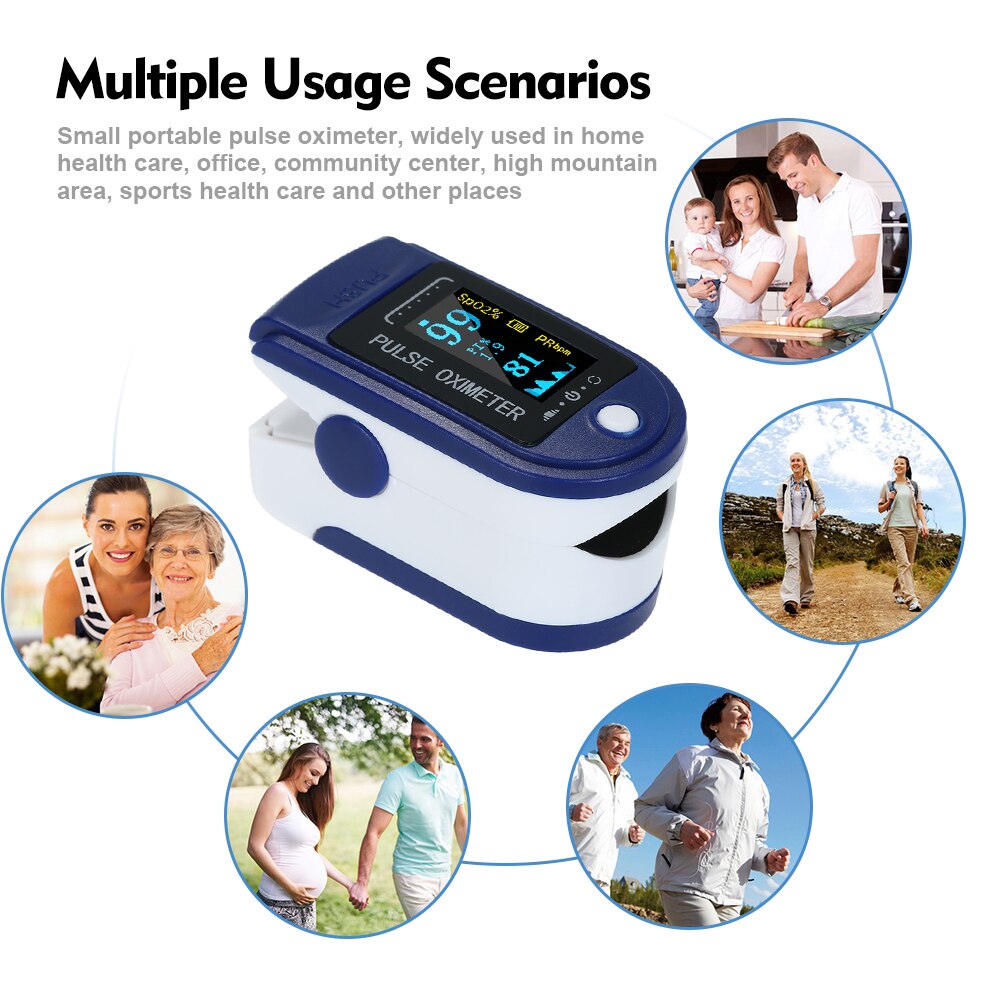 Fingertip Pulse Oximeter Blood Oxygen Saturation Pulso Oximetro Digital SpO2 Monitor Pulsioximetro Rate Measurement Meter OLED