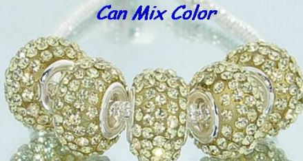 Mieszane białe gorące 14MM 50 sztuk/partia żywica Rhinestone posrebrzane rdzeń Big Hole kryształowe koraliki europejskie n4254 dopasowane bransoletki z charmsami.: 15