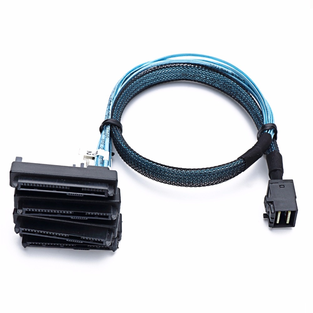sas sata cables SFF-8643 Internal Mini SAS HD to (4) 29pin SFF-8482 connectors with SAS 15pin Power Port 12GB/S Cable
