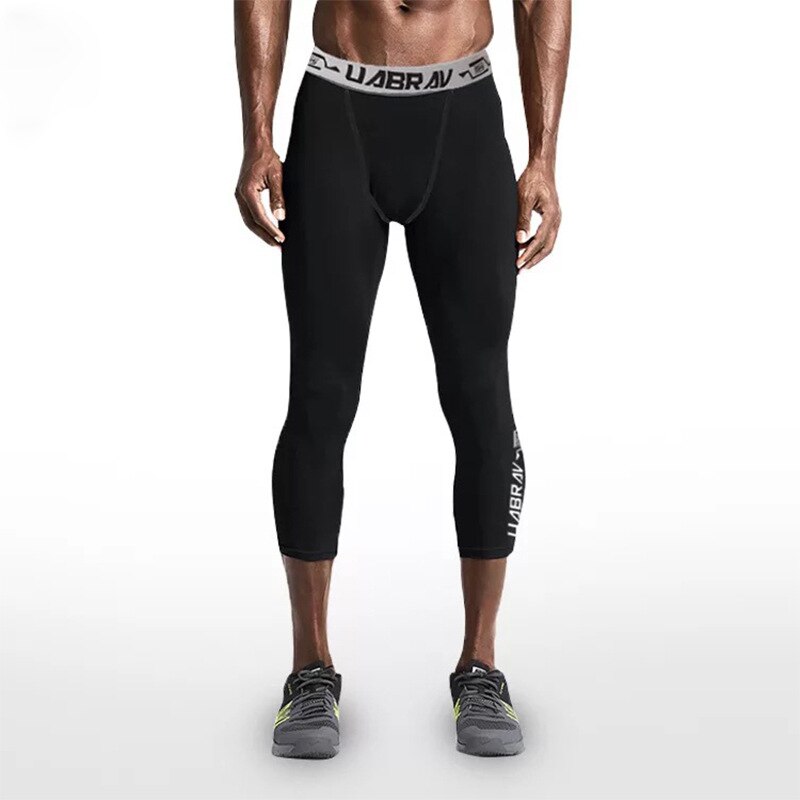 Sport stramme bukser mænd sommer fitness løb quick dry cropped bukser basketball base kompression bukser mænd: Sort / S