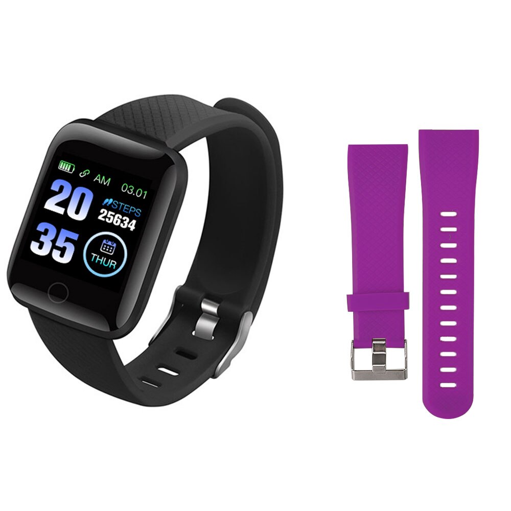 Rovtop 116 montre intelligente pour hommes mesure de la pression artérielle étanche Fitness Tracker montre moniteur de fréquence cardiaque podomètre bracelet intelligent: black purple
