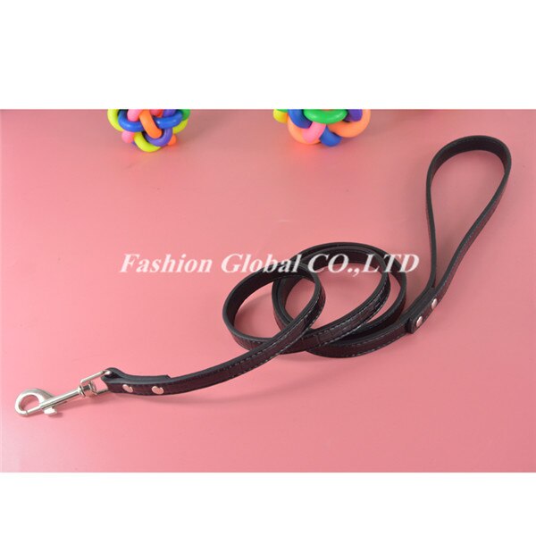 Correa de cuero suave con patrón de cocodrilo para perro, cadena de plomo para cachorro, novedad de: Black / M