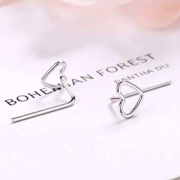 Best Sellers S925 Sterling Silver Simple Ins Love Ear Hook Female Sweet Girl Heart Hollow Heart-shaped Earrings for Women