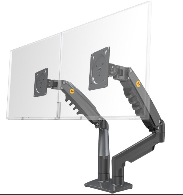 Nb f160 mola a gás 360 graus desktop 17 "-27" suporte de monitor duplo braço suporte de montagem de monitor de movimento completo carga 2-9kg cada: Preto