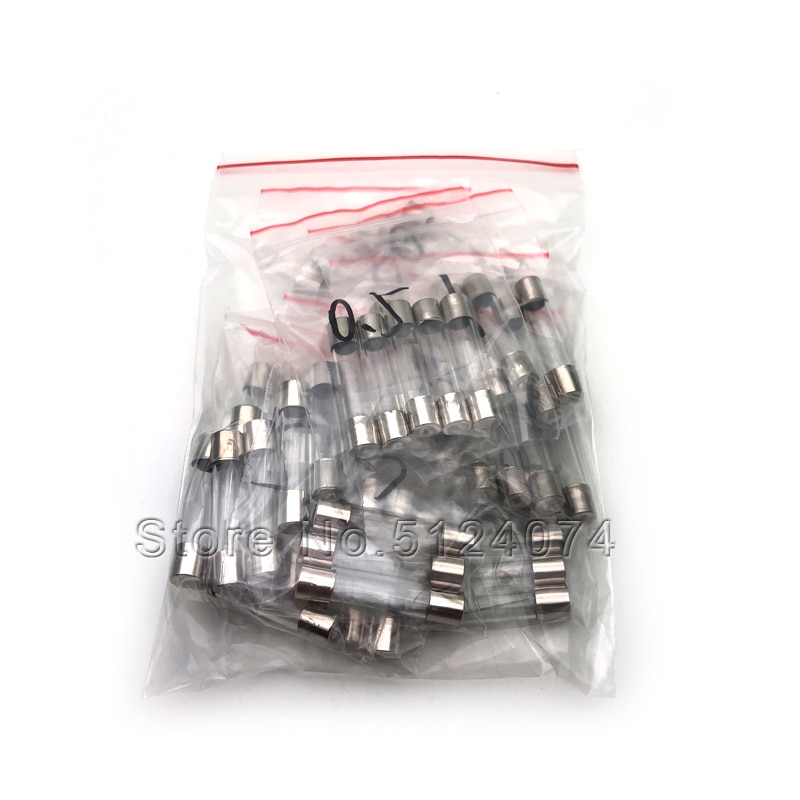 Tube à fusible en verre 250V, lot de 75 pièces, 5x20mm/6x30MM, emballage mixte 3a/5a/8a/10a/15a/20a/30a