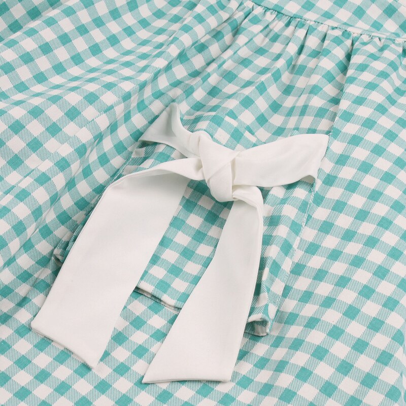 Tonval retro 50s v-ringad gingham röd rockabilly klänning kvinnor slips ficka sida bomull veckad klänning pin up vintage rutiga klänningar